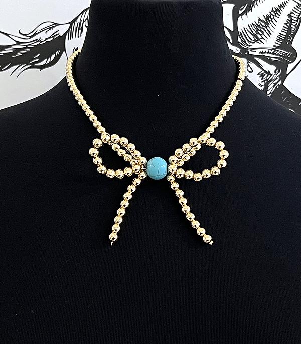 WHAT'S NEW :: Wholesale Western Turquoise Gold Bow Necklace