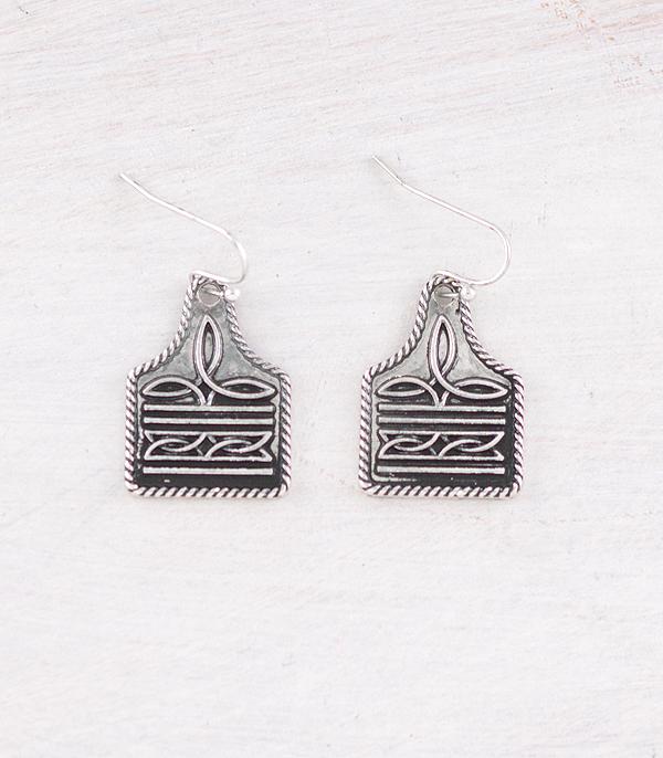 New Arrival :: Wholesale Western Boot Stitch Cattle Tag Earrings