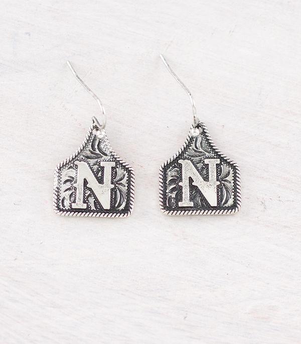 New Arrival :: Wholesale Western Cattle Tag Initial Earrings