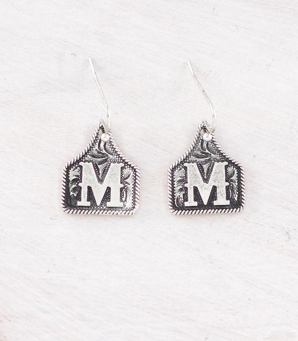 INITIAL JEWELRY :: BRACELETS | EARRINGS :: Wholesale Western Cattle Tag Initial Earrings