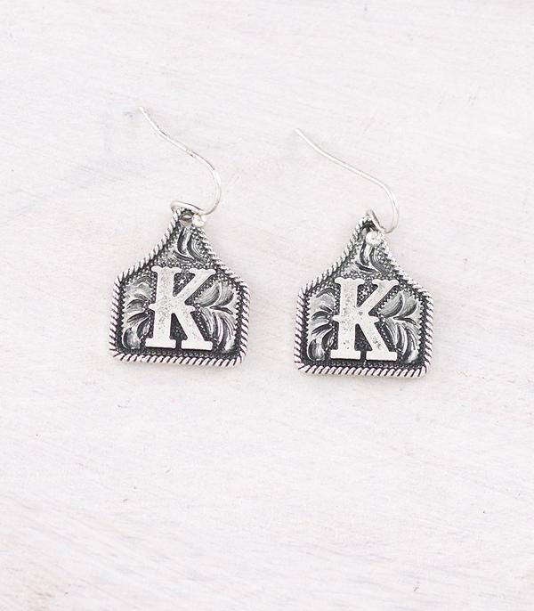 New Arrival :: Wholesale Western Cattle Tag Initial Earrings