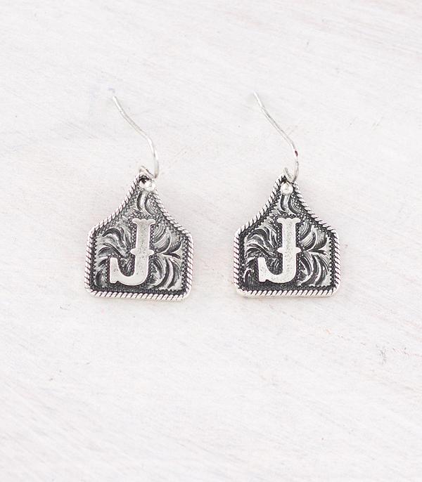 New Arrival :: Wholesale Western Cattle Tag Initial Earrings