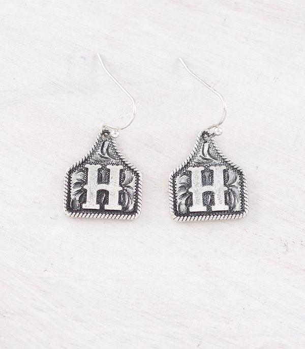 New Arrival :: Wholesale Western Cattle Tag Initial Earrings