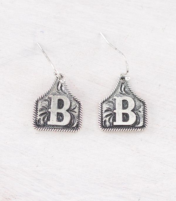 New Arrival :: Wholesale Western Cattle Tag Initial Earrings