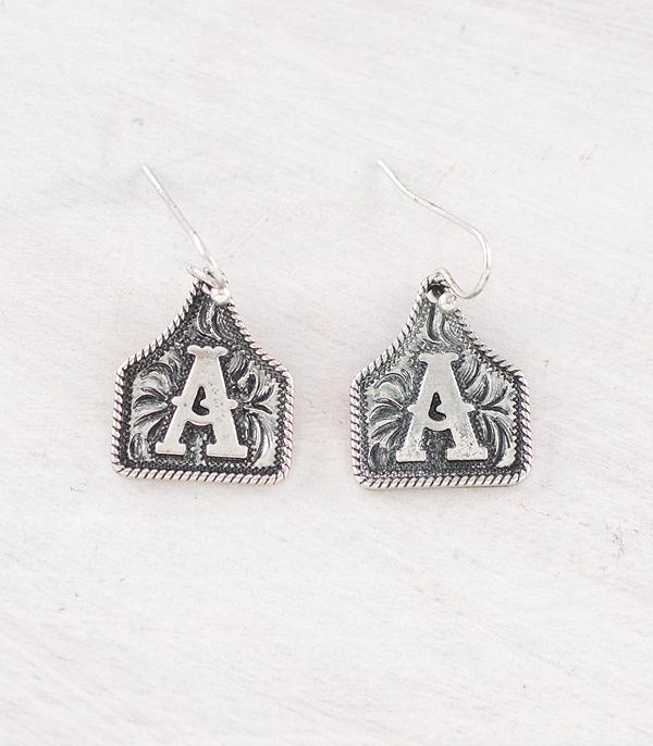 New Arrival :: Wholesale Western Cattle Tag Initial Earrings