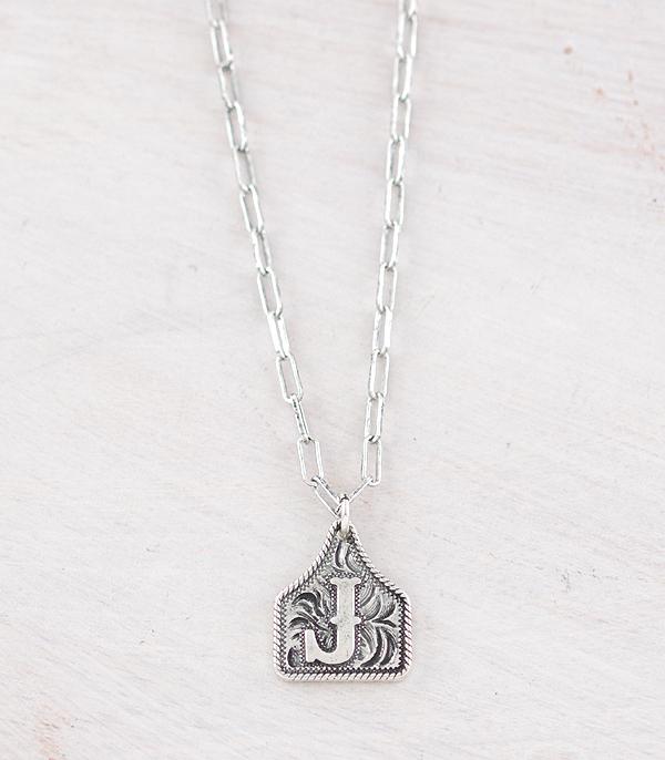 INITIAL JEWELRY :: NECKLACES | RINGS :: Wholesale Western Cattle Tag Initial Necklace