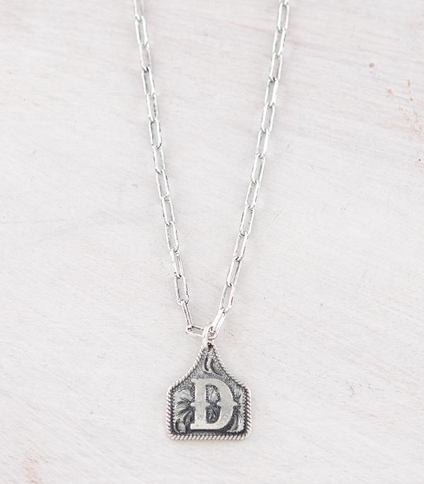 INITIAL JEWELRY :: NECKLACES | RINGS :: Wholesale Western Cattle Tag Initial Necklace