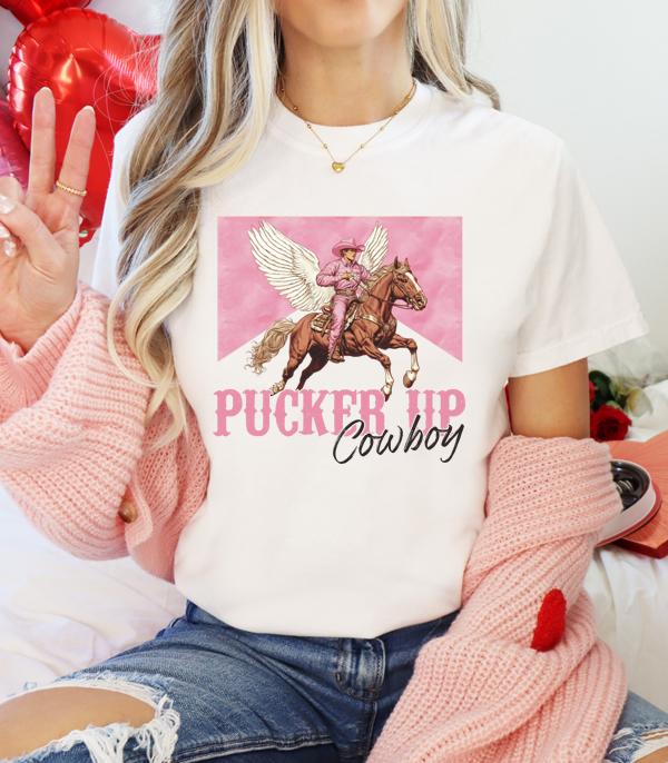 New Arrival :: Wholesale Pucker Up Cowboy Valentines Tshirt