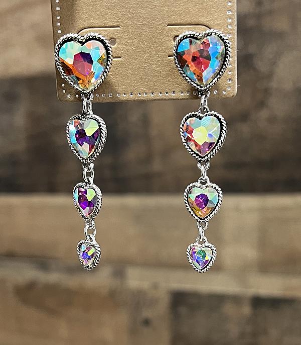 New Arrival :: Wholesale Ab Stone Heart Earrings