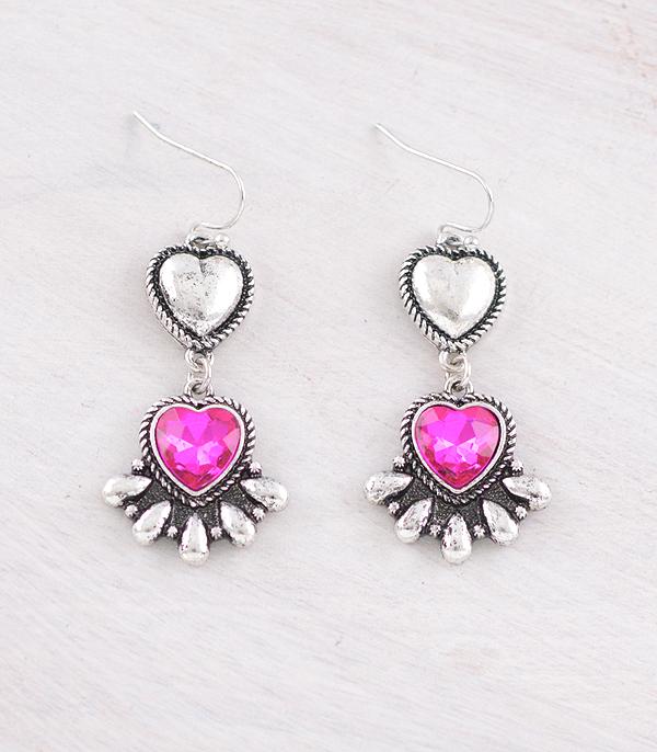 EARRINGS :: WESTERN HOOK EARRINGS :: Wholesale Heart Dangle Earrings