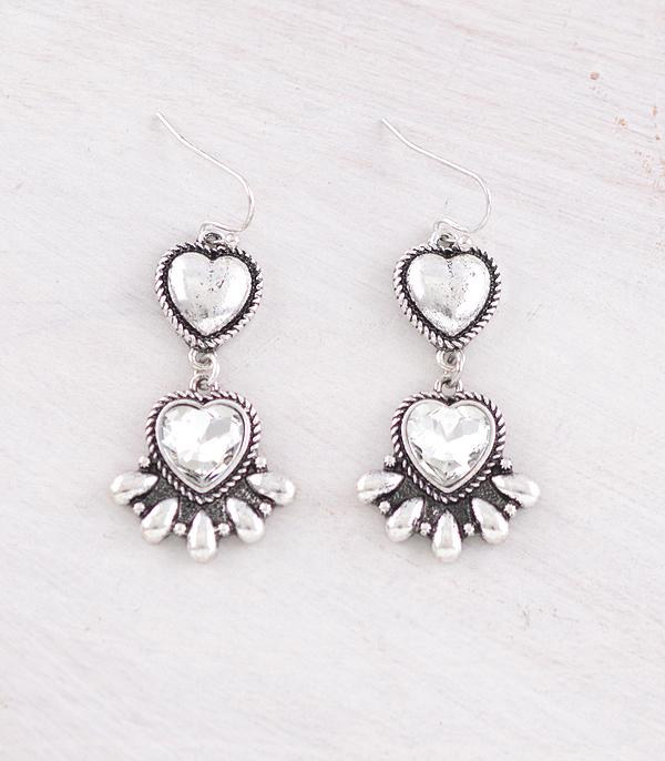 EARRINGS :: WESTERN HOOK EARRINGS :: Wholesale Heart Dangle Earrings