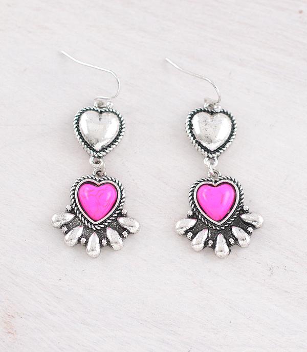 EARRINGS :: WESTERN HOOK EARRINGS :: Wholesale Heart Dangle Earrings