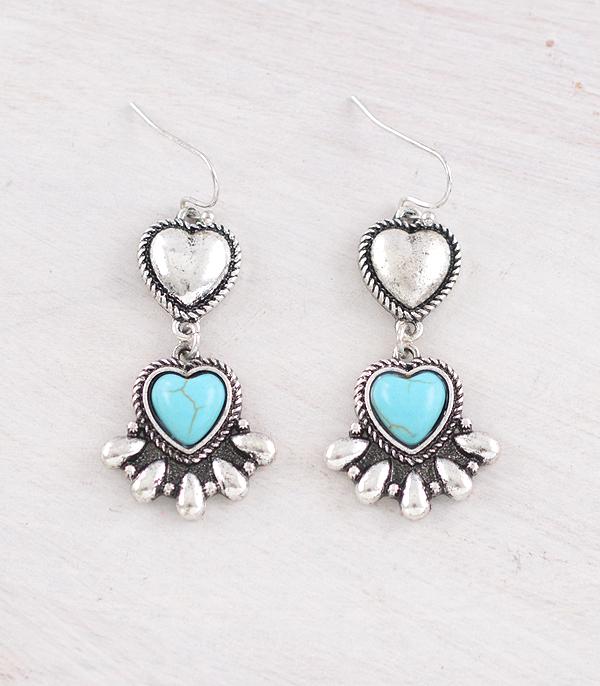 EARRINGS :: WESTERN HOOK EARRINGS :: Wholesale Western Heart Dangle Earrings