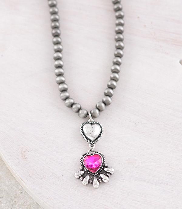 NECKLACES :: WESTERN TREND :: Wholesale Heart Pendant Navajo Pearl Necklace