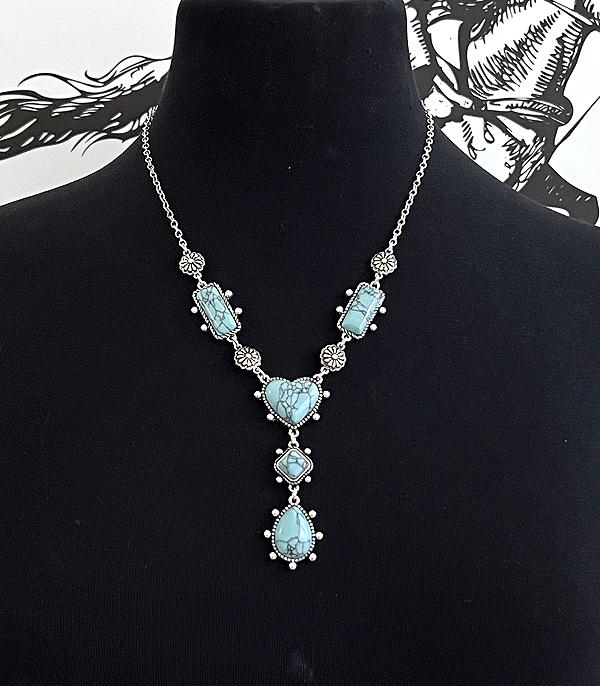 New Arrival :: Wholesale Western Turquoise Heart Lariat Necklace