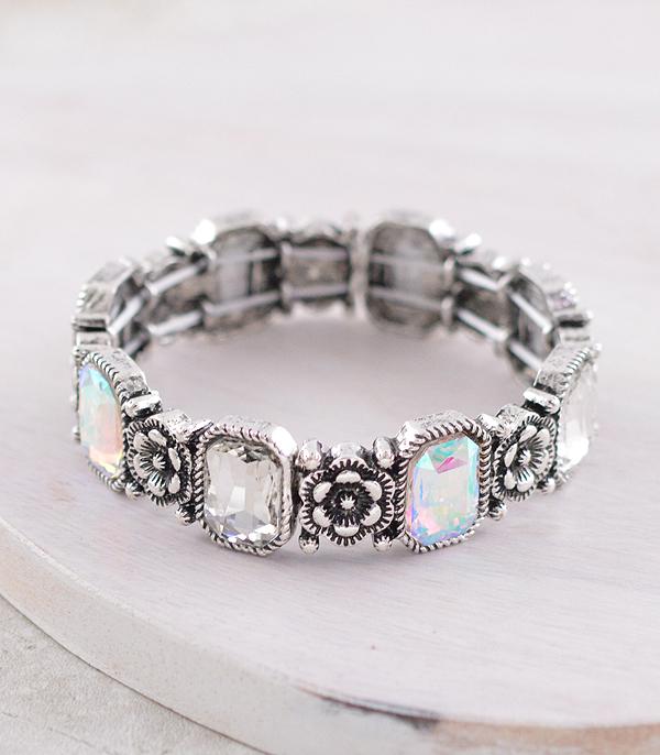 New Arrival :: Wholesale Flower Glass Stone Bracelet