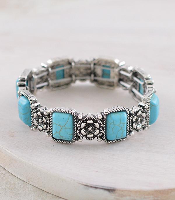 New Arrival :: Wholesale Western Turquoise Flower Bracelet