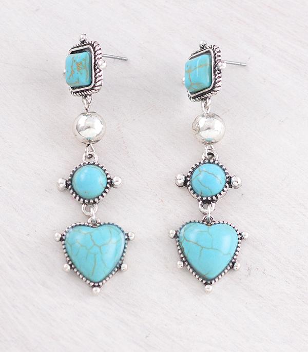 New Arrival :: Wholesale Western Turquoise Heart Earrings