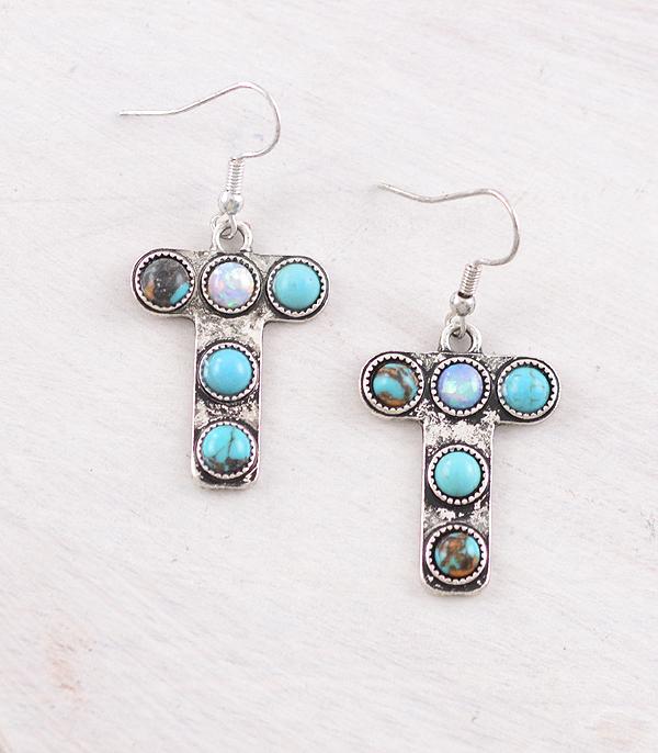 WHAT'S NEW :: Wholesale Western Turquoise AB Initial Earrings