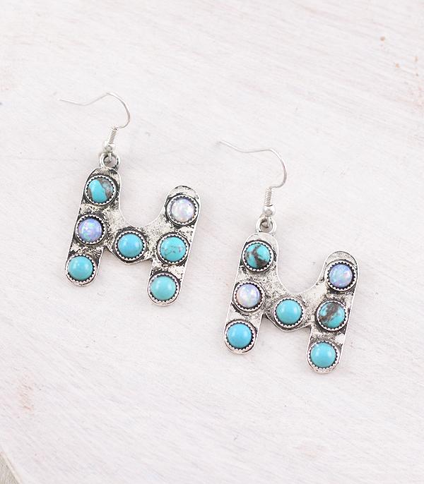 New Arrival :: Wholesale Western Turquoise AB Initial Earrings