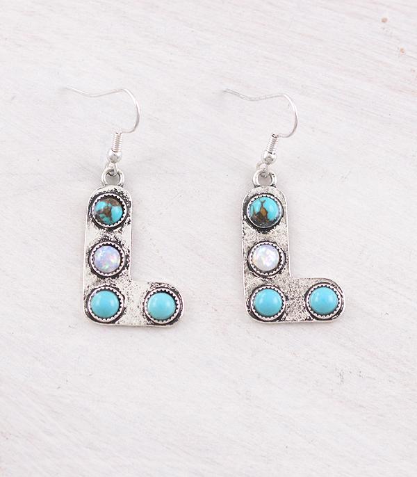 WHAT'S NEW :: Wholesale Western Turquoise AB Initial Earrings