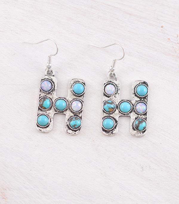 WHAT'S NEW :: Wholesale Western Turquoise AB Initial Earrings