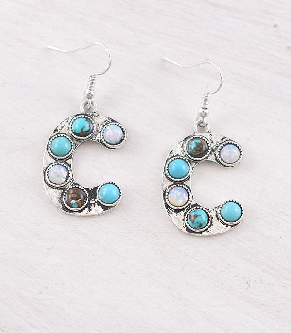 WHAT'S NEW :: Wholesale Western Turquoise AB Initial Earrings