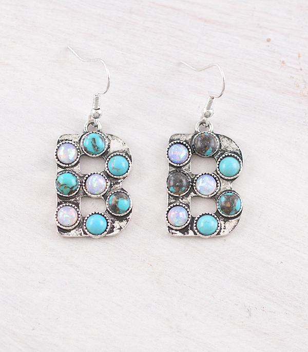 WHAT'S NEW :: Wholesale Western Turquoise AB Initial Earrings