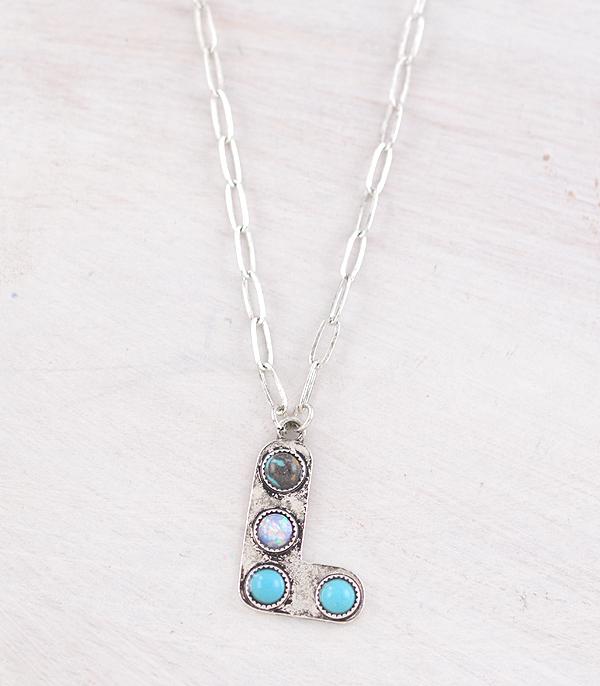 New Arrival :: Wholesale Western Turquoise AB Initial Necklace