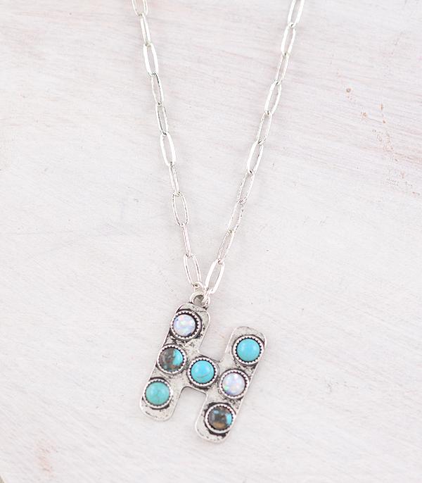 WHAT'S NEW :: Wholesale Western Turquoise AB Initial Necklace