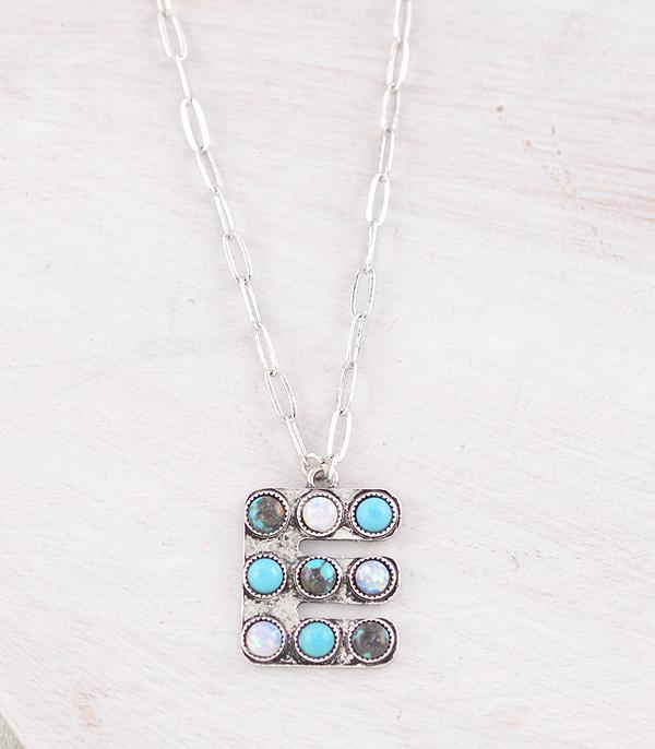 New Arrival :: Wholesale Western Turquoise AB Initial Necklace