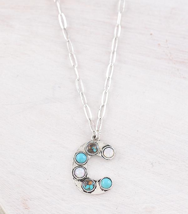 WHAT'S NEW :: Wholesale Western Turquoise AB Initial Necklace