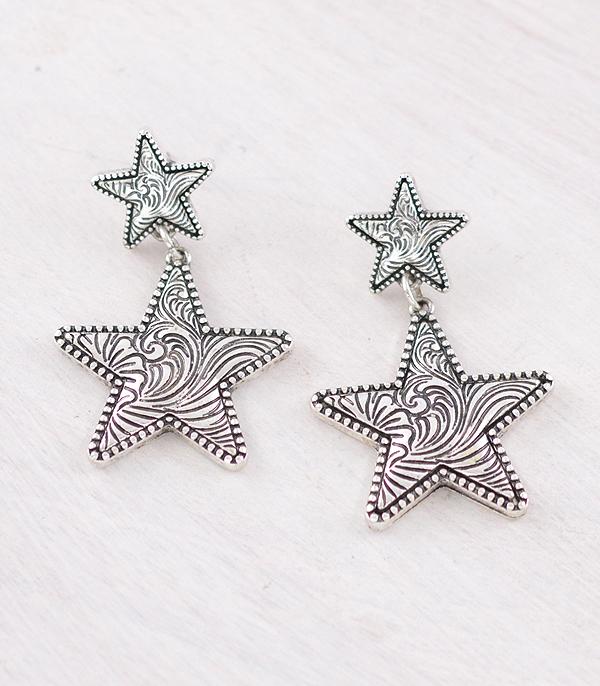 EARRINGS :: WESTERN POST EARRINGS :: Wholesale Western Tooling Star Earrings