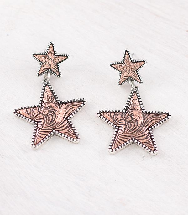 New Arrival :: Wholesale Western Tooling Star Earrings