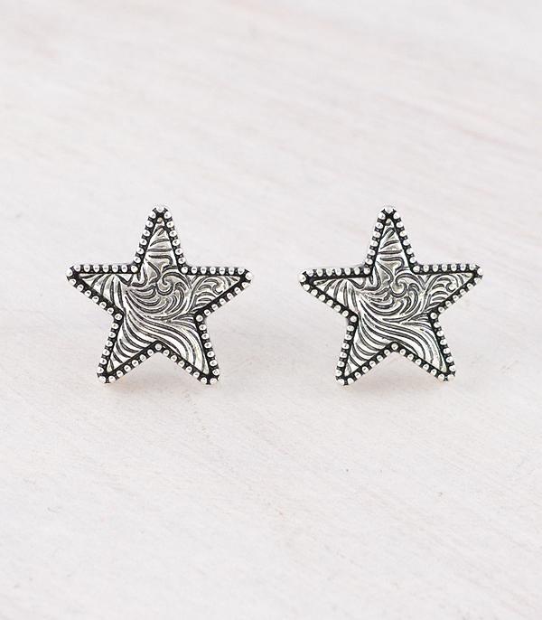 New Arrival :: Wholesale Western Tooling Star Earrings