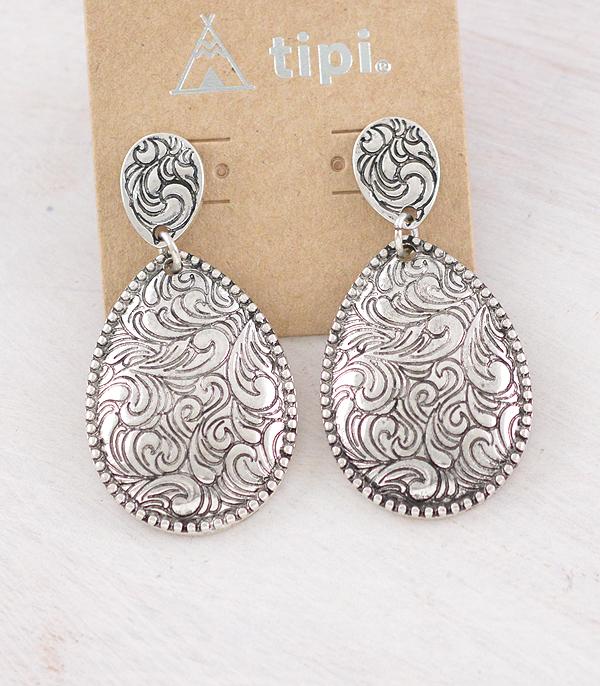 New Arrival :: Wholesale Western Tooling Teardrop Earrings