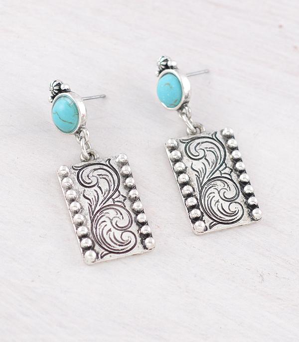 New Arrival :: Wholesale Western Turquoise Tooling Earrings