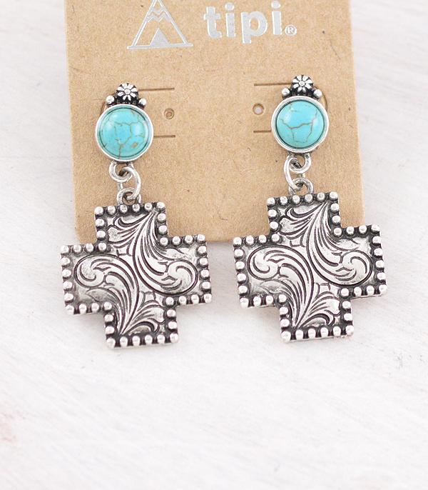 New Arrival :: Wholesale Western Tooling Cross Earrings