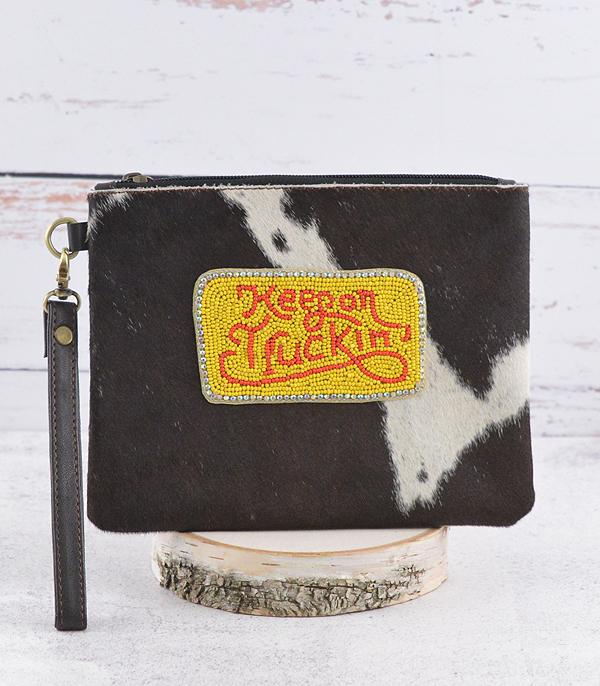 WHAT'S NEW :: Wholesale Cowhide Keep On Truckin Wristlet Pouch