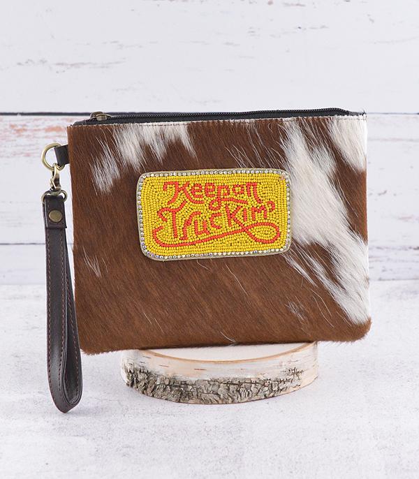 New Arrival :: Wholesale Cowhide Keep On Truckin Wristlet Pouch