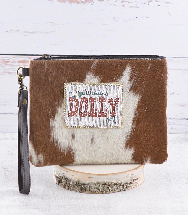 HANDBAGS :: CROSSBODY I CLUTCH BAGS :: Wholesale Western Cowhide Bead Wristlet Pouch