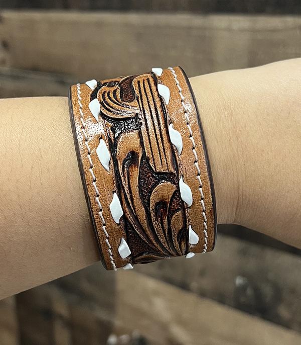 New Arrival :: Wholesale Western Leather Tooling Bracelet