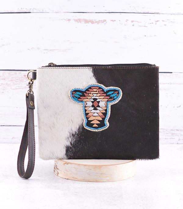 HANDBAGS :: FASHION :: Wholesale Aztec Cowhide Wristlet Pouch