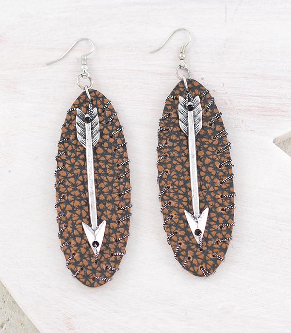 EARRINGS :: WESTERN HOOK EARRINGS :: Wholesale Western Arrow Oval Earrings