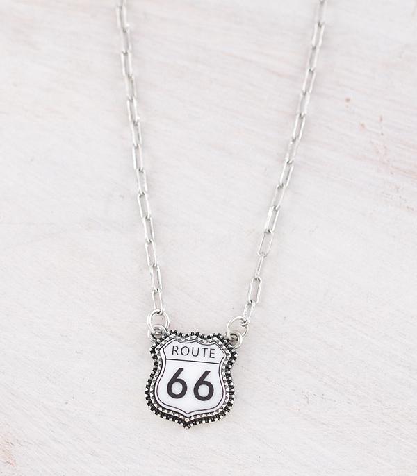 NECKLACES :: CHAIN WITH PENDANT :: Wholesale Western Route 66 Pendant Necklace