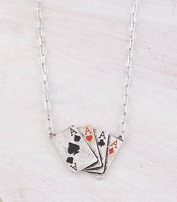 NECKLACES :: WESTERN TREND :: Wholesale Western Ace Of Cards Necklace