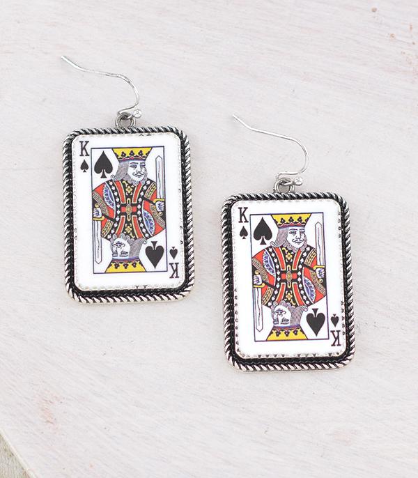 New Arrival :: Wholesale Western King Of Spade Card Earrings