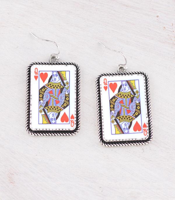 EARRINGS :: WESTERN HOOK EARRINGS :: Wholesale Western Queen Of Spade Earrings