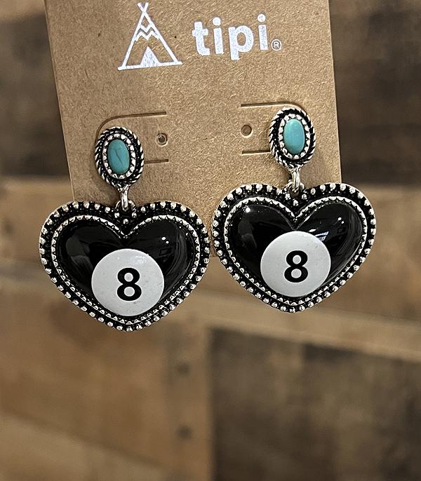 WHAT'S NEW :: Wholesale Western Eight Ball Heart Earrings