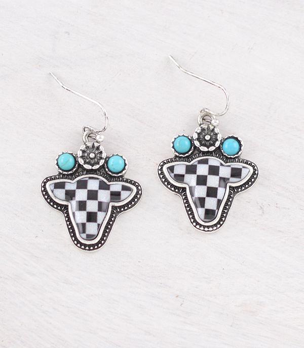 WHAT'S NEW :: Wholesale Western Checkered Cow Earrings